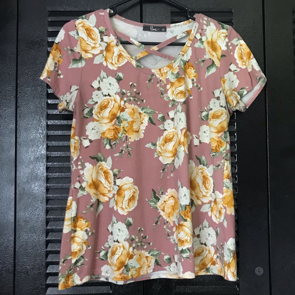 Pink Criss Cross Neck Top